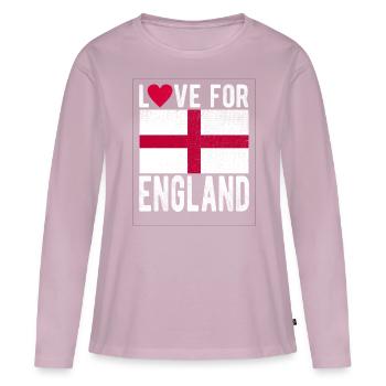 Drapeau de l’Angleterre - T-shirt manches longues Premium bio Femme - rose poudré - Devant - Julia (174cm)