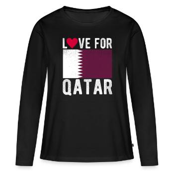 Drapeau du Qatar - T-shirt manches longues Premium bio Femme - noir - Devant - Julia (174cm)