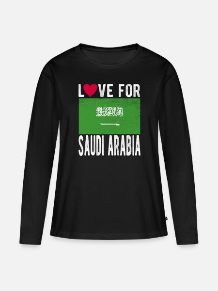 Saudi-arabien Fahne - Frauen Premium Bio Langarmshirt - Schwarz