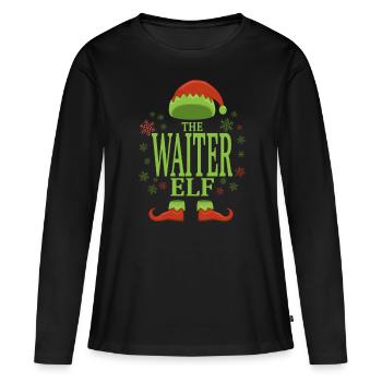 Kellner Weihnachtself - Frauen Premium Bio Langarmshirt - Schwarz - Vorne - Julia (174cm)