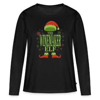 Winzer Weihnachtself - Frauen Premium Bio Langarmshirt - Schwarz - Vorne - Julia (174cm)