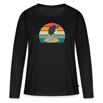 Autruches Ratites Oiseaux Autruche Afrique - T-shirt manches longues Premium bio Femme - noir - Devant - Julia (174cm)
