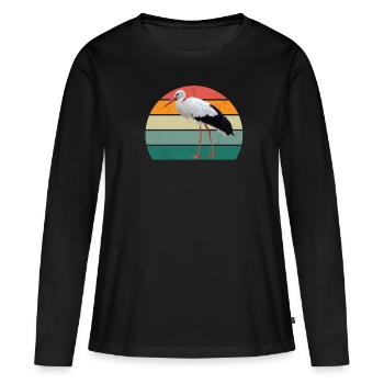 Störche Störchin Baby Kinder Kind Schnabel Storch - Frauen Premium Bio Langarmshirt - Schwarz - Vorne - Julia (174cm)