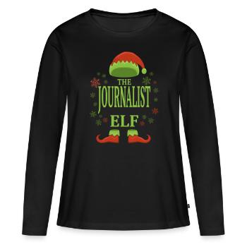 Journalist Weihnachtself - Frauen Premium Bio Langarmshirt - Schwarz - Vorne - Julia (174cm)
