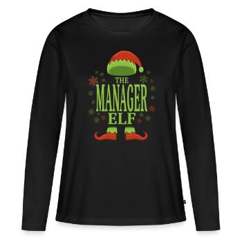 Manager Elfe de Noël - T-shirt manches longues Premium bio Femme - noir - Devant - Julia (174cm)