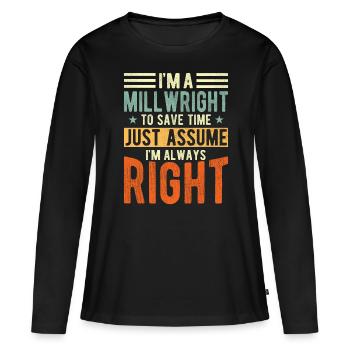 Chantier - T-shirt manches longues Premium bio Femme - noir - Devant - Julia (174cm)
