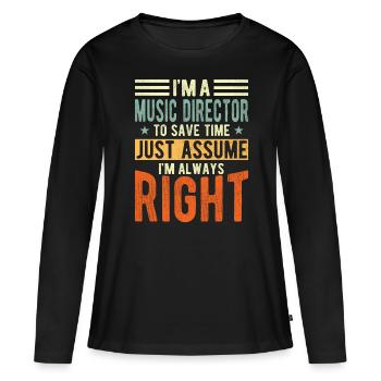 Directeur - T-shirt manches longues Premium bio Femme - noir - Devant - Julia (174cm)