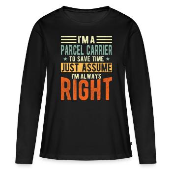 Transporteurs de colis - T-shirt manches longues Premium bio Femme - noir - Devant - Julia (174cm)