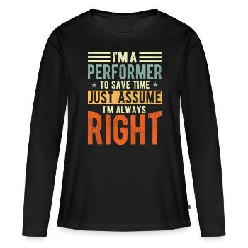 Artiste - T-shirt manches longues Premium bio Femme - noir - Devant - Julia (174cm)