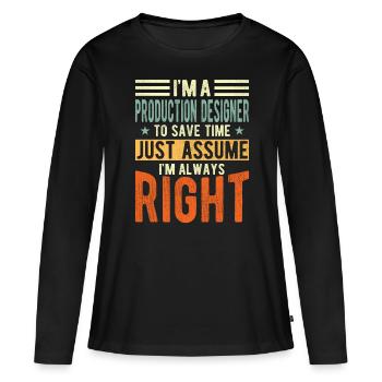 Chef décorateur - T-shirt manches longues Premium bio Femme - noir - Devant - Julia (174cm)