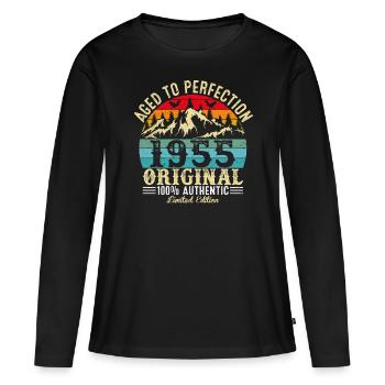 Aged to perfection 1955 original - Women's Premium Organic Long Sleeve Shirt - black - Front - Julia (174cm)
