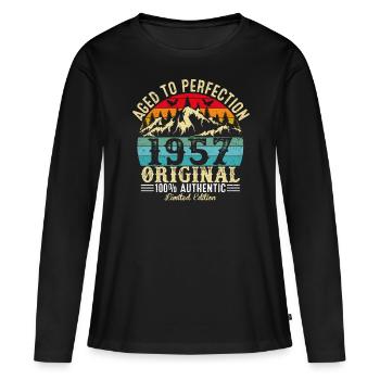 Aged to perfection 1957 original - Women's Premium Organic Long Sleeve Shirt - black - Front - Julia (174cm)