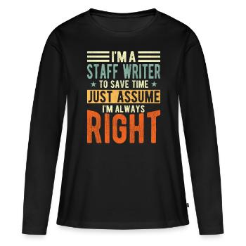 Auteur employé - T-shirt manches longues Premium bio Femme - noir - Devant - Julia (174cm)