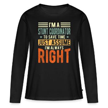 Coordonnatrice des cascades - T-shirt manches longues Premium bio Femme - noir - Devant - Julia (174cm)