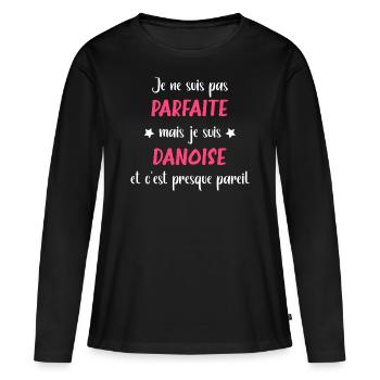 Je ne suis pas parfaite mais danoise - T-shirt manches longues Premium bio Femme - noir - Devant - Julia (174cm)