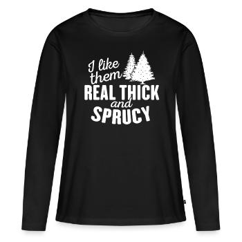 Je les aime vraiment épais et épicéa rétro - T-shirt manches longues Premium bio Femme - noir - Devant - Julia (174cm)