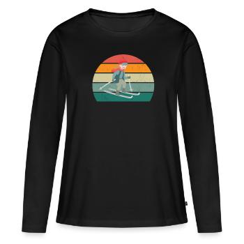 Ski Skieur Skieur Hiver Neige Montagnes - T-shirt manches longues Premium bio Femme - noir - Devant - Julia (174cm)