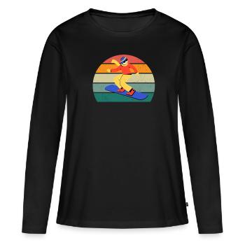 Ski Skieur Skieur Hiver Neige Montagnes - T-shirt manches longues Premium bio Femme - noir - Devant - Julia (174cm)