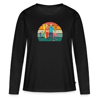 Ski Skieur Skieur Hiver Neige Montagnes - T-shirt manches longues Premium bio Femme - noir - Devant - Julia (174cm)