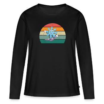 Ski Skieur Skieur Hiver Neige Montagnes - T-shirt manches longues Premium bio Femme - noir - Devant - Julia (174cm)