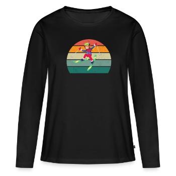 Ski Skieur Skieur Hiver Neige Montagnes - T-shirt manches longues Premium bio Femme - noir - Devant - Julia (174cm)