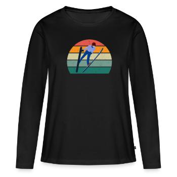 Tremplin de saut à ski Saut à ski Saut à ski - T-shirt manches longues Premium bio Femme - noir - Devant - Julia (174cm)