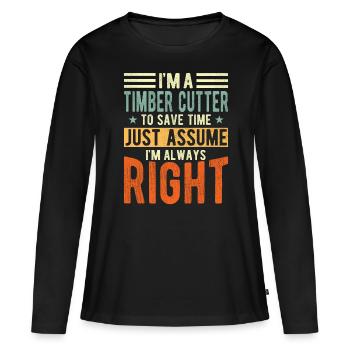 Wood cutters - Women's Premium Organic Long Sleeve Shirt - black - Front - Julia (174cm)