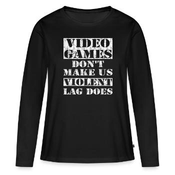 Les jeux vidéo ne font pas de nous un décalage violent - T-shirt manches longues Premium bio Femme - noir - Devant - Julia (174cm)