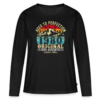Aged to perfection 1980 Original - Women's Premium Organic Long Sleeve Shirt - black - Front - Julia (174cm)