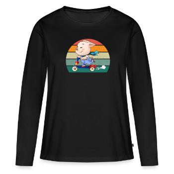 schweine sau eber saustall schweinestall schwein - Frauen Premium Bio Langarmshirt - Schwarz - Vorne - Julia (174cm)