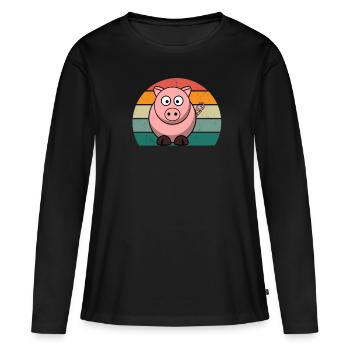 pigs pigs boar pigsty pigsty pig pig - Women's Premium Organic Long Sleeve Shirt - black - Front - Julia (174cm)