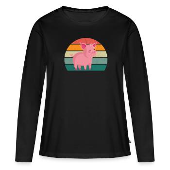 pigs pigs boar pigsty pigsty pig pig - Women's Premium Organic Long Sleeve Shirt - black - Front - Julia (174cm)