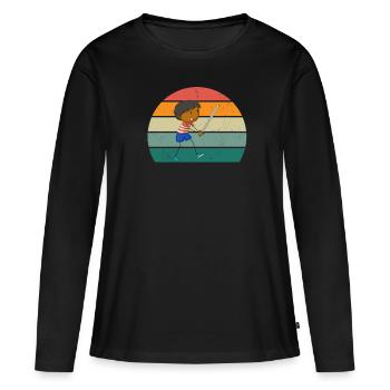 Épée de combat Épée Lame Lance Sabre Dagger - T-shirt manches longues Premium bio Femme - noir - Devant - Julia (174cm)