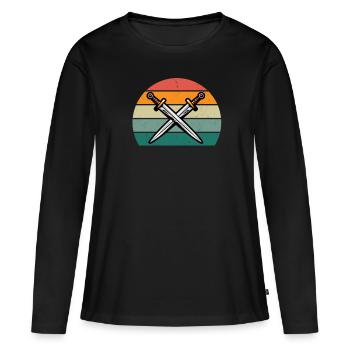 Épée de combat Épée Lame Lance Sabre Dagger - T-shirt manches longues Premium bio Femme - noir - Devant - Julia (174cm)