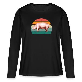 schweine sau eber saustall schweinestall schwein - Frauen Premium Bio Langarmshirt - Schwarz - Vorne - Julia (174cm)