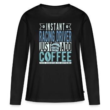 Café de pilote de course - T-shirt manches longues Premium bio Femme - noir - Devant - Julia (174cm)