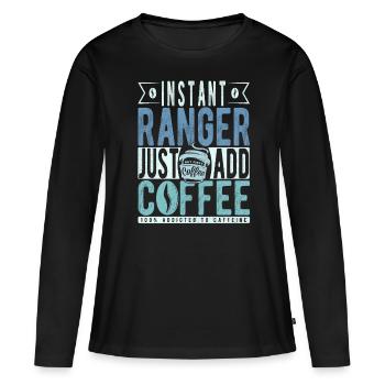 Citation de Ranger Coffee - T-shirt manches longues Premium bio Femme - noir - Devant - Julia (174cm)