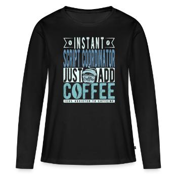 Café du coordinateur de script disant - T-shirt manches longues Premium bio Femme - noir - Devant - Julia (174cm)
