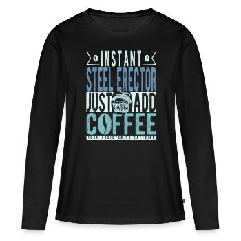 Acier Ector Café Dicton - T-shirt manches longues Premium bio Femme - noir - Devant - Julia (174cm)