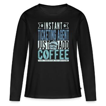 Devis café du représentant de billets - T-shirt manches longues Premium bio Femme - noir - Devant - Julia (174cm)