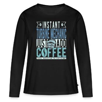 Dicton café mécanicien de turbine - T-shirt manches longues Premium bio Femme - noir - Devant - Julia (174cm)