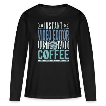 Editeur vidéo Café Dicton - T-shirt manches longues Premium bio Femme - noir - Devant - Julia (174cm)
