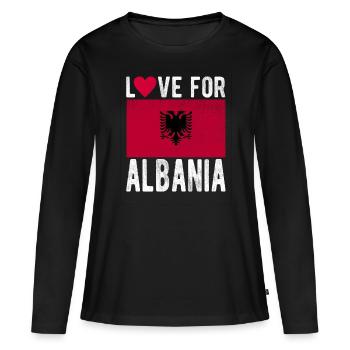 Souvenir Albanie - T-shirt manches longues Premium bio Femme - noir - Devant - Julia (174cm)