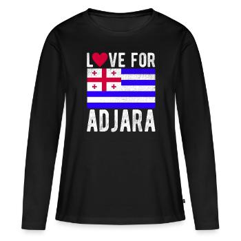 Adjara Souvenir - T-shirt manches longues Premium bio Femme - noir - Devant - Julia (174cm)