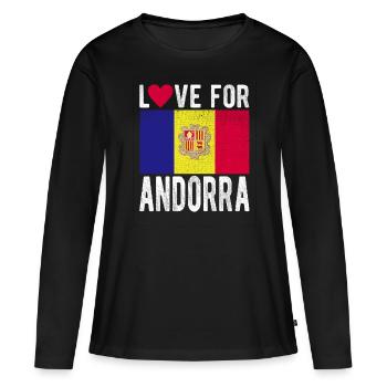 Souvenir Andorre - T-shirt manches longues Premium bio Femme - noir - Devant - Julia (174cm)