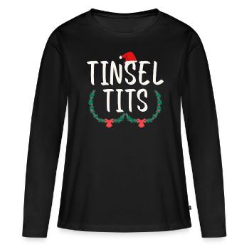 Tinsel Tits And Jingle Balls - Funny Christmas - Women's Premium Organic Long Sleeve Shirt - black - Front - Julia (174cm)