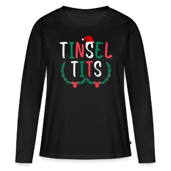 Tinsel Tits And Jingle Balls - Funny Christmas - Women's Premium Organic Long Sleeve Shirt - black - Front - Julia (174cm)