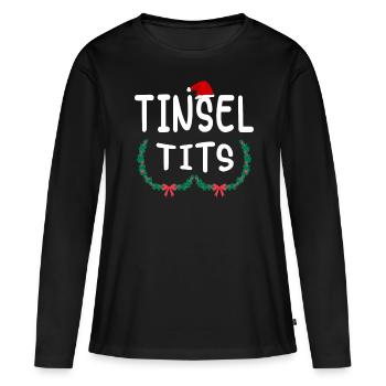 Tinsel Tits And Jingle Balls - Funny Christmas - Women's Premium Organic Long Sleeve Shirt - black - Front - Julia (174cm)