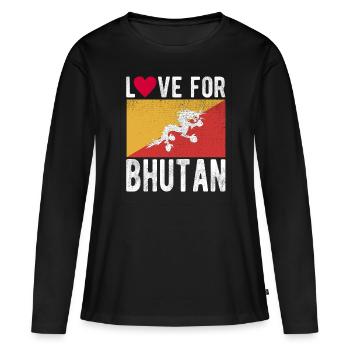 Souvenir du Bhoutan - T-shirt manches longues Premium bio Femme - noir - Devant - Julia (174cm)