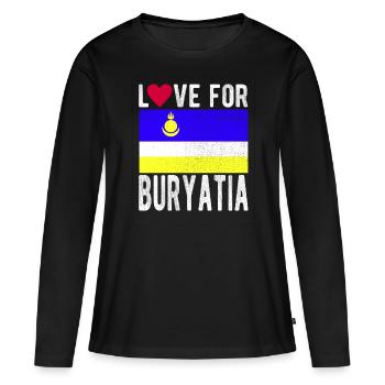 Souvenir de Bouriatie - T-shirt manches longues Premium bio Femme - noir - Devant - Julia (174cm)